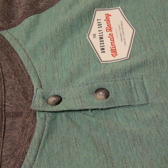 Urban Pipeline Awesomely Soft Ultimate Short Sleeve Heathered Raglan Henley Tee - Picture 10 of 11